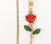 Plated Multicolor Rose Flower Pendant and Star Chain Set