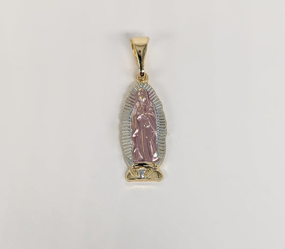 Plated Tri-Color Virgin Mary Pendant