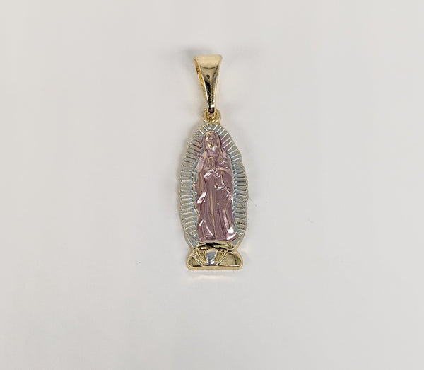 Plated Tri-Color Virgin Mary Pendant