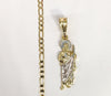 Plated Tri-Gold Mini Dainty Saint Jude Pendant and Figaro Chain Set