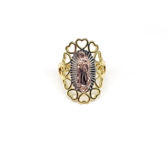 Plated Tri-Color Virgin Mary Ring