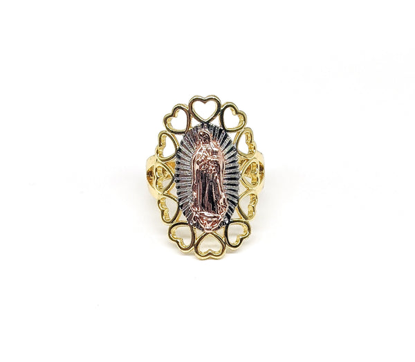 Plated Tri-Color Virgin Mary Ring