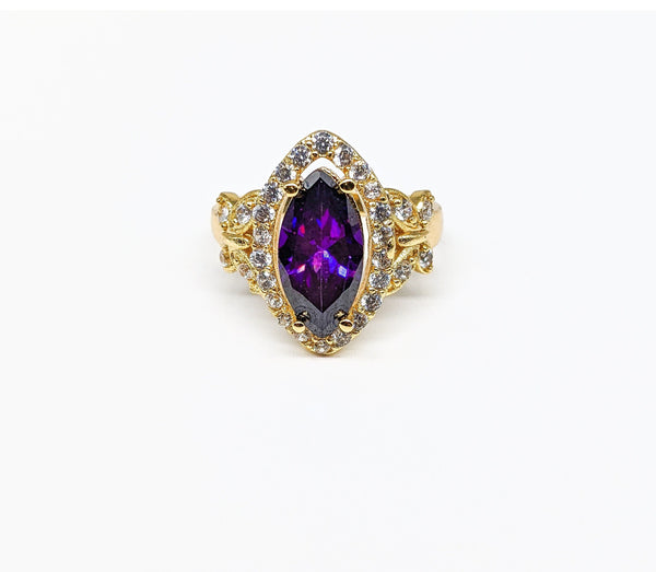 Plated Clear/Purple Stone with Butterfly Ring