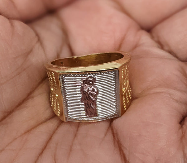 Plated Tri-Gold Saint Jude Design Ring