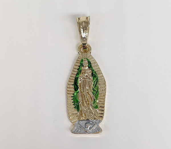 Plated Tri-Color Virgin Mary Pendant