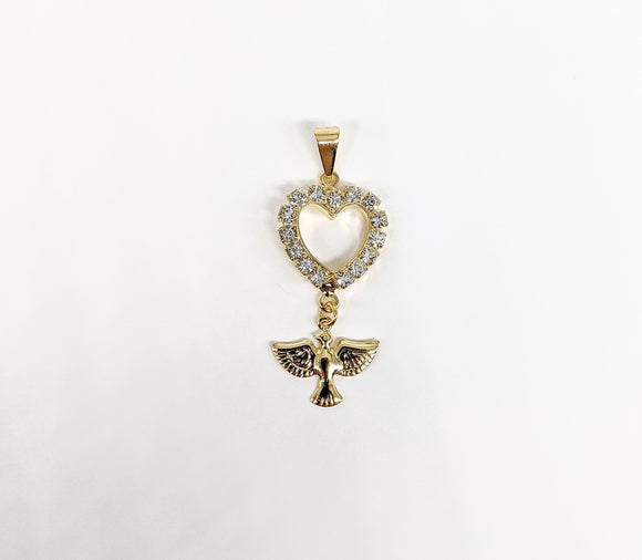 Plated Heart with Holy Spirit Dove Pendant