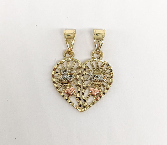 Plated Tri-Gold Broken Heart Pendant