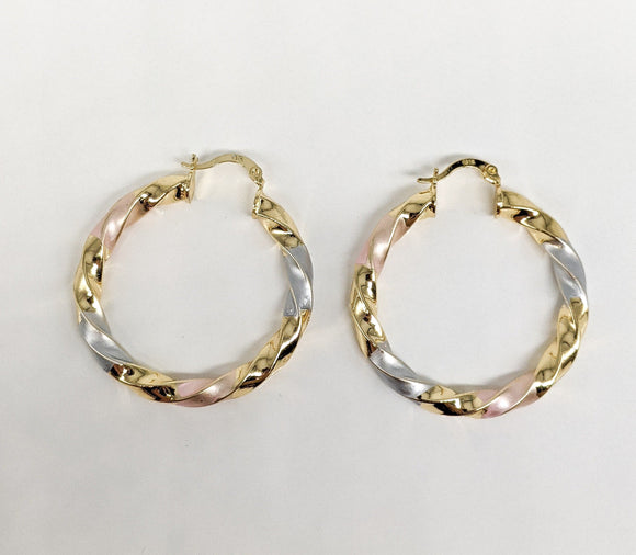 Plated Tri-Color Hoop Earring