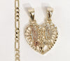 Plated Tri-Gold Virgin Mary 4mm Figaro Chain Necklace