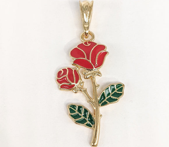 Plated Multicolor Rose Flower Pendant*