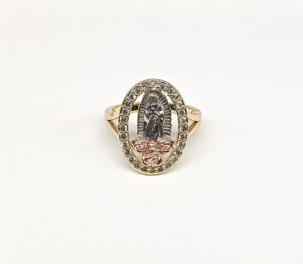 Plated Tri-Color Virgin Mary Ring