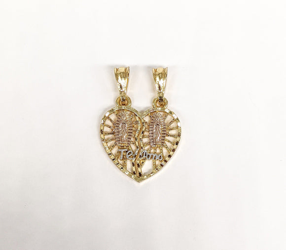 Plated Heart with Virgin Mary Pendant