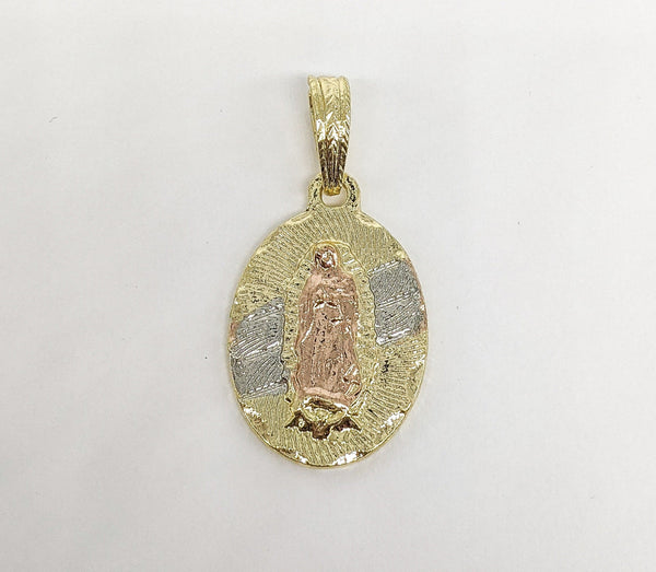 Plated Tri-Gold Virgin Mary Pendant