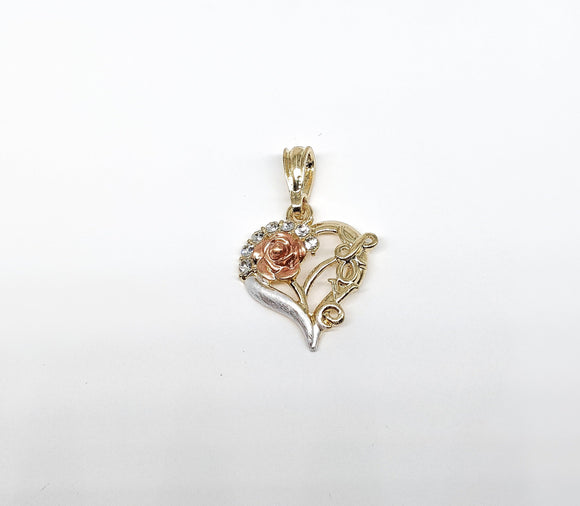 Plated Tri-Color Heart Pendant