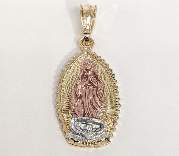 Plated Tri-Gold Virgin Mary Pendant