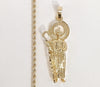 Plated Saint Jude Pendant and Rope/Braided Chain Set