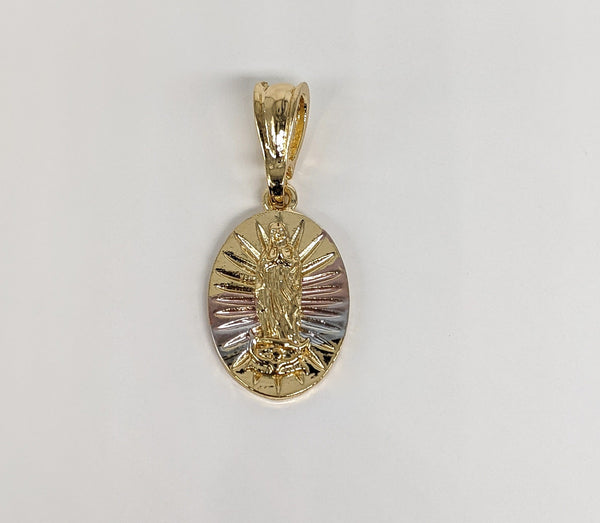 Plated Tri-Gold Virgin Mary Pendant