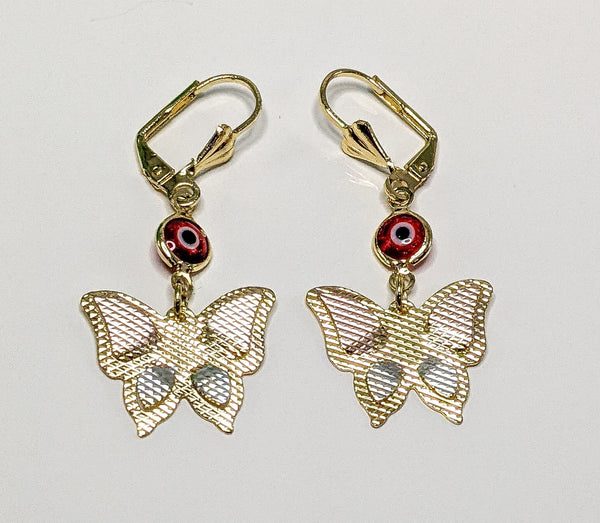 Plated Tri-Gold Butterfly Earring