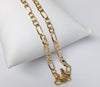 Plated Tri-Gold Saint Benedict Pendant and Figaro Chain Set