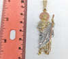 Plated Tri-Gold Saint Jude Pendant and Figaro Chain Set