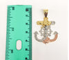 Plated Tri-Color Cross Anchor Pendant and Chain Set