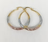 Plated Textured Tri-Gold Hoop Earring