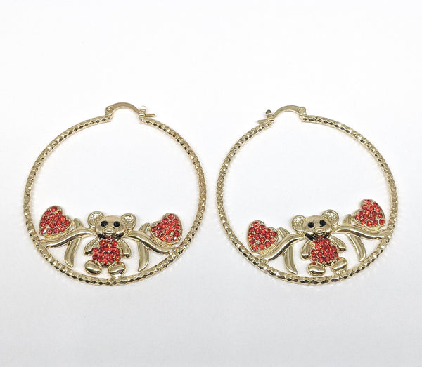 Plated Teddy Bear Hoop Earring