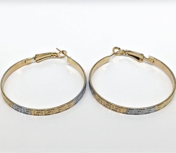 Plated Two Tone Hoop Earring