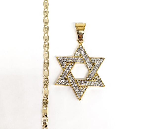 Plated Star of David Pendant and Chain Set