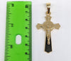 Plated Cross with Saint Benedict Pendant and Figaro Chain Set