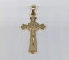 Plated Cross with Saint Benedict Pendant and Figaro Chain Set