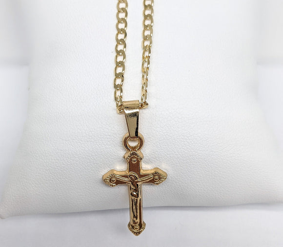 Plated Cross Pendant and Chain Set